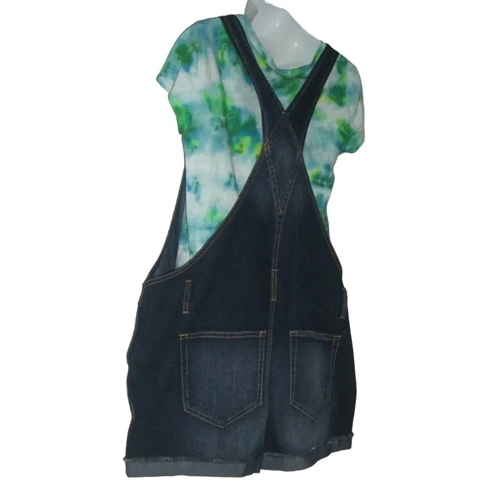 No Boundaries Shortalls Blue Distressed Overalls Shorts Summer Plus Size XXL 2X